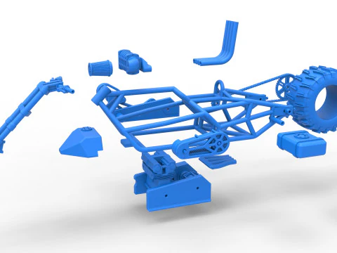 Top fuel Dirt dragster motorcycle Base Scale 1 to 25 3D Print Model
