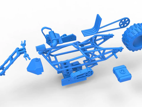 Top fuel Dirt dragster motorcycle Base Scale 1 to 25 3D Print Model