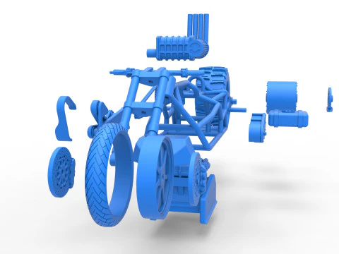 Top fuel Dirt dragster motorcycle Base Scale 1 to 25 3D Print Model