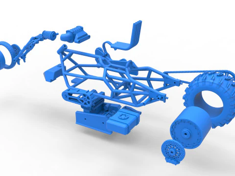 Top fuel Dirt dragster motorcycle Base Scale 1 to 25 3D Print Model