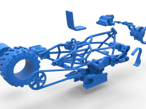 Top fuel Dirt dragster motorcycle Base Scale 1 to 25 3D Print Model