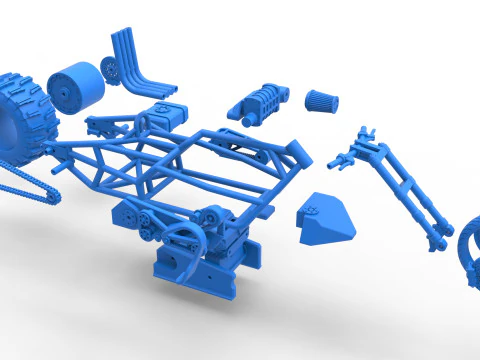 Top fuel Dirt dragster motorcycle Base Scale 1 to 25 3D Print Model
