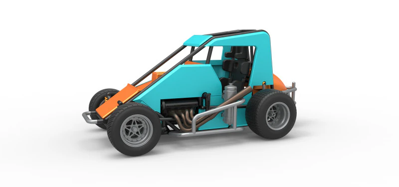 Midget car Scale 1 to 25 3D Print Model .c4d .max .obj .3ds .fbx .stl .blend 