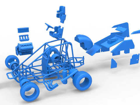 Midget car Scale 1 to 25 3D Print Model