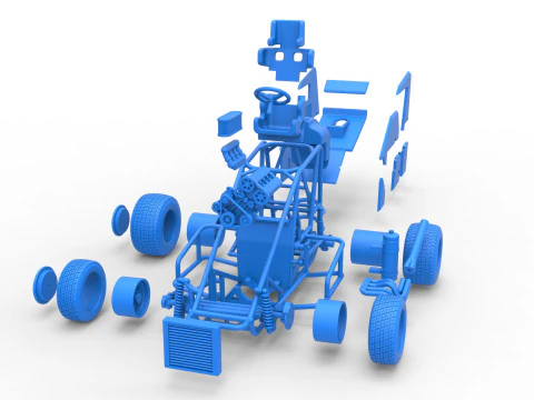 Midget car Scale 1 to 25 3D Print Model