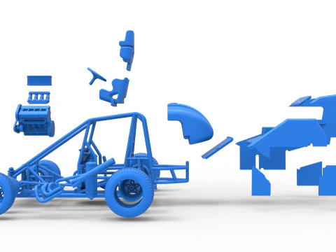 Midget car Scale 1 to 25 3D Print Model