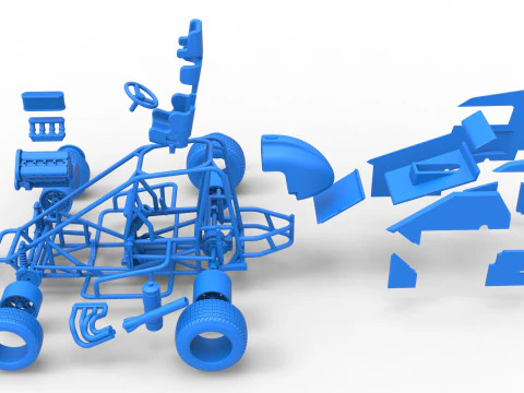 Midget car Scale 1 to 25 3D Print Model
