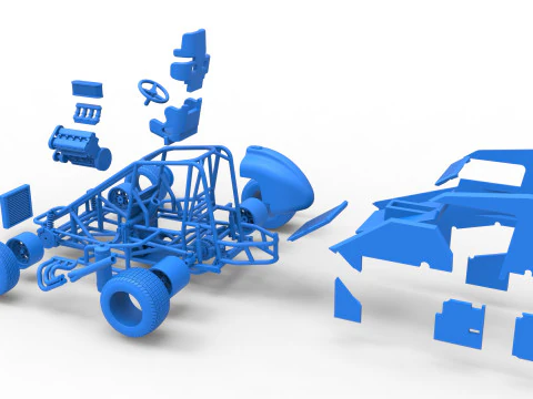 Midget car Scale 1 to 25 3D Print Model