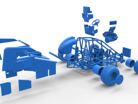 Midget car Scale 1 to 25 3D Print Model