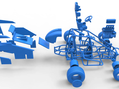 Midget car Scale 1 to 25 3D Print Model