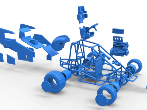 Midget car Scale 1 to 25 3D Print Model