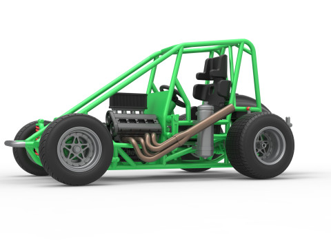 Midget car Base Scale 1 to 25 3D Print Model