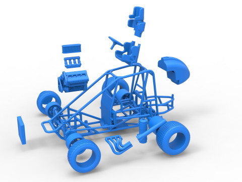 Midget car Base Scale 1 to 25 3D Print Model