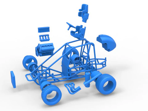 Midget car Base Scale 1 to 25 3D Print Model