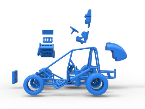 Midget car Base Scale 1 to 25 3D Print Model