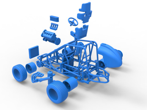 Midget car Base Scale 1 to 25 3D Print Model