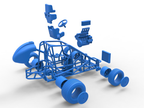 Midget car Base Scale 1 to 25 3D Print Model