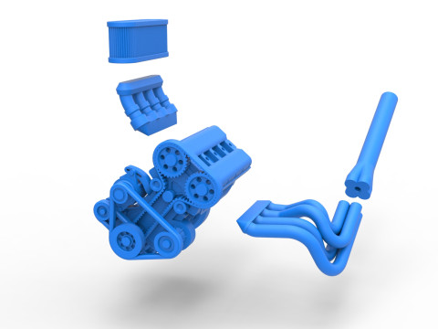 Engine of Midget car Scale 1 to 25 3Dプリントモデル