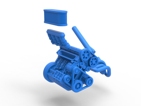 Engine of Midget car Scale 1 to 25 3Dプリントモデル