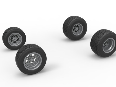Wheel Set of Midget car Scale 1 to 25 3D Принт Модель