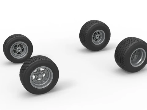 Wheel Set of Midget car Scale 1 to 25 3D Print Model