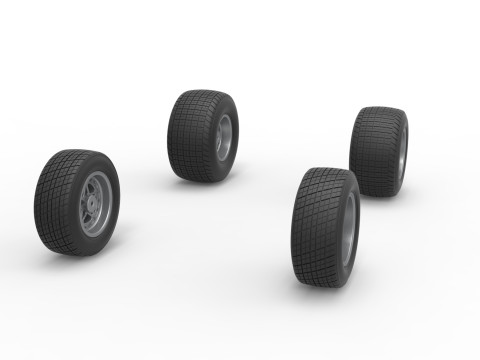 Wheel Set of Midget car Scale 1 to 25 3D Baskı Modeli