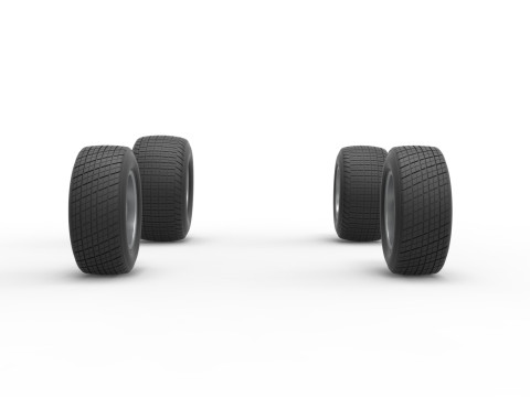 Wheel Set of Midget car Scale 1 to 25 3D Baskı Modeli