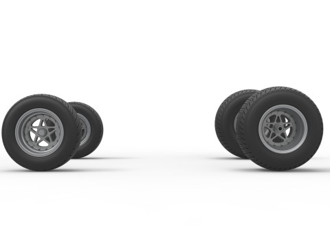 Wheel Set of Midget car Scale 1 to 25 3D Baskı Modeli