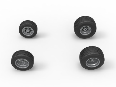 Wheel Set of Midget car Scale 1 to 25 3D Baskı Modeli