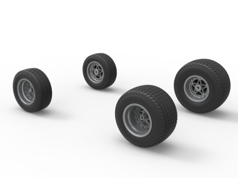 Wheel Set of Midget car Scale 1 to 25 3D Baskı Modeli