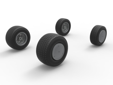Wheel Set of Midget car Scale 1 to 25 3D Baskı Modeli