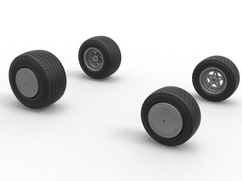 Wheel Set of Midget car Scale 1 to 25 3D Baskı Modeli