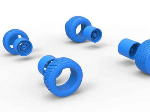 Wheel Set of Midget car Scale 1 to 25 3D Baskı Modeli