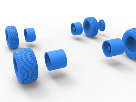 Wheel Set of Midget car Scale 1 to 25 3D Baskı Modeli