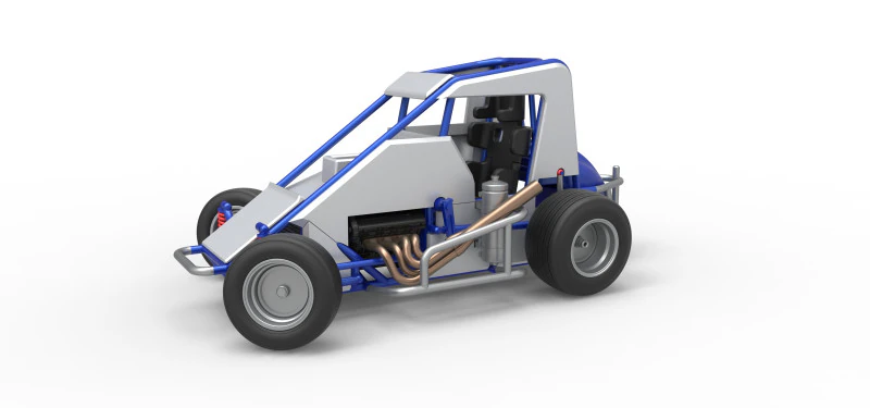 Midget car while turning Scale 1 to 25 3D Print Model .c4d .max .obj .3ds .fbx .stl .blend