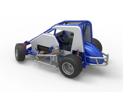 Midget car while turning Scale 1 to 25 3D Print Model