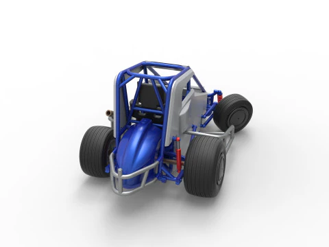 Midget car while turning Scale 1 to 25 3D Print Model