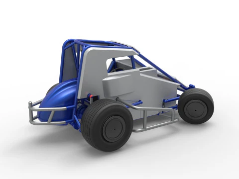 Midget car while turning Scale 1 to 25 3D Print Model