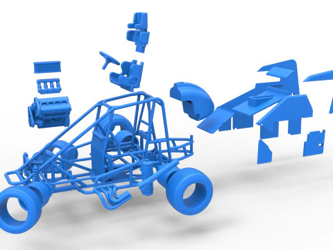 Midget car while turning Scale 1 to 25 3D Print Model