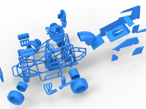 Midget car while turning Scale 1 to 25 3D Print Model