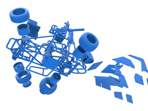 Midget car while turning Scale 1 to 25 3D Print Model