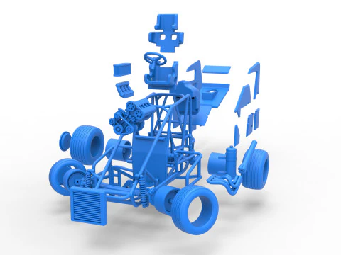 Midget car while turning Scale 1 to 25 3D Print Model