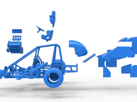Midget car while turning Scale 1 to 25 3D Print Model