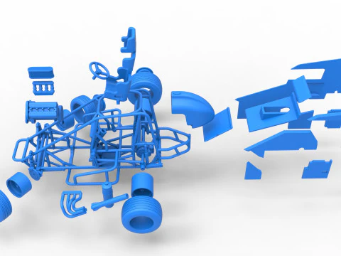 Midget car while turning Scale 1 to 25 3D Print Model