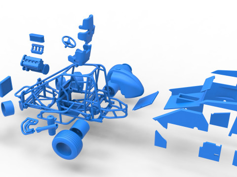 Midget car while turning Scale 1 to 25 Model do druku 3D