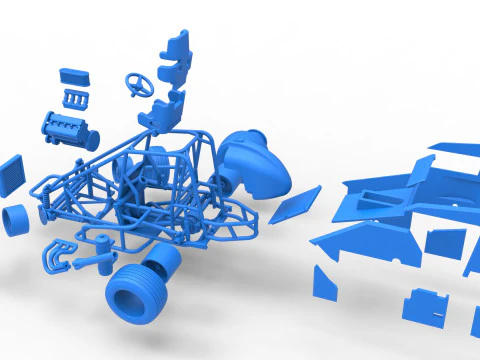 Midget car while turning Scale 1 to 25 3D Print Model