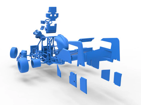 Midget car while turning Scale 1 to 25 3D Print Model