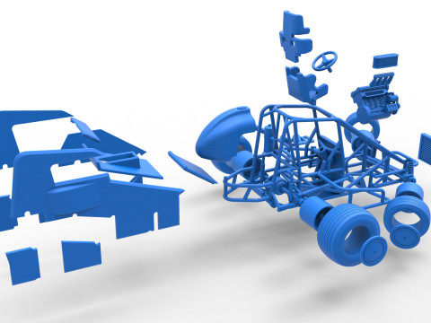 Midget car while turning Scale 1 to 25 Model do druku 3D