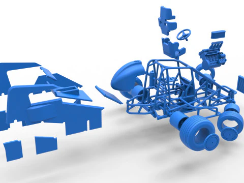 Midget car while turning Scale 1 to 25 3D Print Model