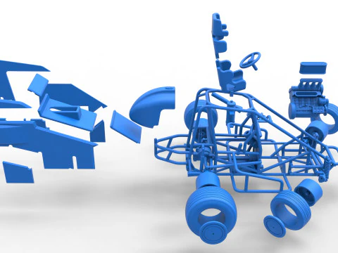 Midget car while turning Scale 1 to 25 3D Print Model